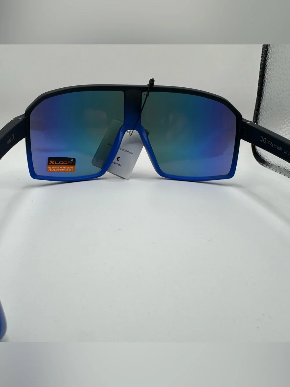 Men's Blue Mirror Lens Sports Sunglasses